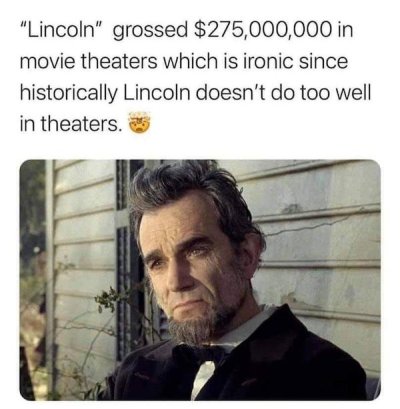daniel day lewis abraham lincoln - "Lincoln' grossed $275,000,000 in movie theaters which is ironic since historically Lincoln doesn't do too well in theaters.