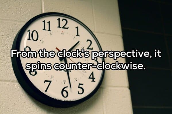 number - 11 12 10 1 2 From the clock's perspective, it spins counterclockwise. 4 7 65