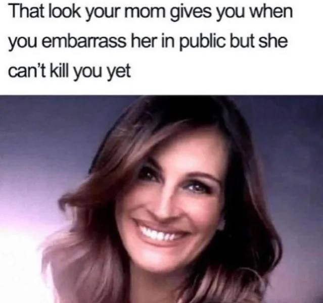 your mom memes - That look your mom gives you when you embarrass her in public but she can't kill you yet