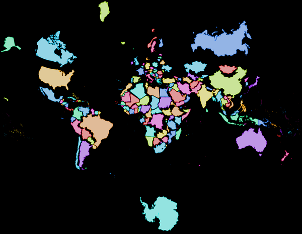 The real size of countries.