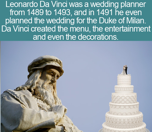 leonardo da vinci statue florence - Leonardo Da Vinci was a wedding planner from 1489 to 1493, and in 1491 he even planned the wedding for the Duke of Milan. Da Vinci created the menu, the entertainment and even the decorations.