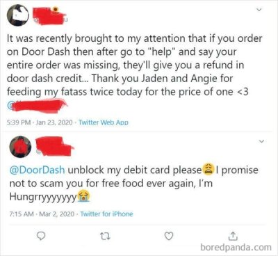 web page - It was recently brought to my attention that if you order on Door Dash then after go to "help" and say your entire order was missing, they'll give you a refund in door dash credit. Thank you Jaden and Angie for feeding my fatass twice today for
