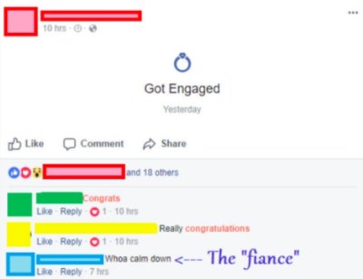 web page - To nisam Got Engaged Yesterday U Comment Oov! and 18 others Congrats 01 10 hrs Really congratulations 01 10 hrs wnoa calm down