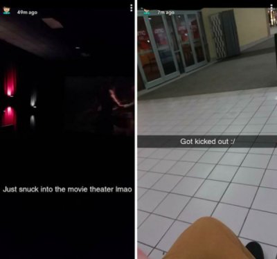 recent snaps - almage mag Got kicked out Just snuck into the movie theater Imao