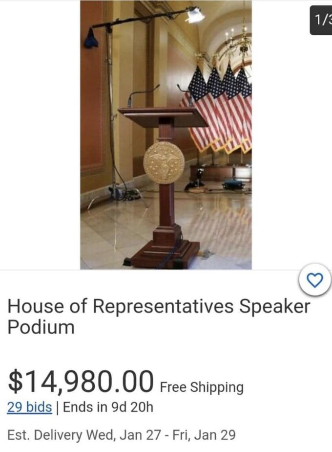 capitol speaker podium ebay - 12 House of Representatives Speaker Podium $14,980.00 Free Shipping 29 bids Ends in 9d 20h Est. Delivery Wed, Jan 27 Fri, Jan 29