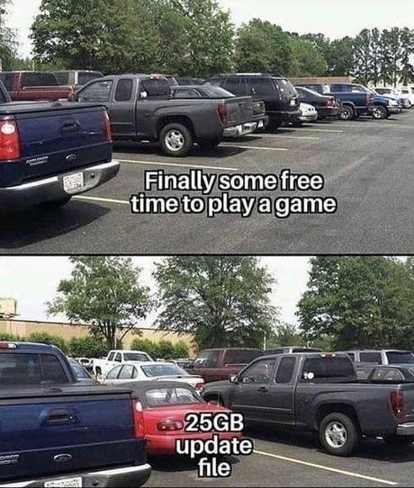miata parking spot meme - Finally some free time to play a game 625GB update file