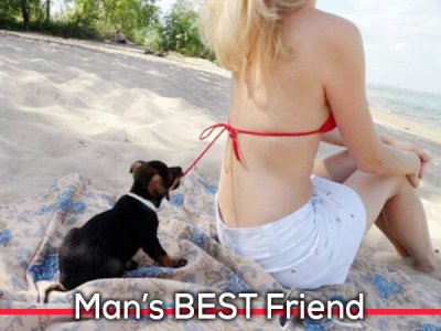 funny dog and girls - Man's Best Friend