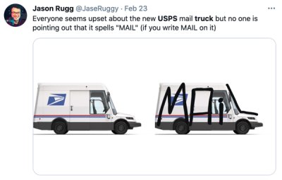 usps vehicles 2023 - Jason Rugg . Feb 23 Everyone seems upset about the new Usps mail truck but no one is pointing out that it spells "Mail" if you write Mail on it Moten
