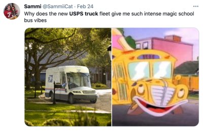 magic school bus background - Sammi . Feb 24 Why does the new Usps truck fleet give me such intense magic school bus vibes
