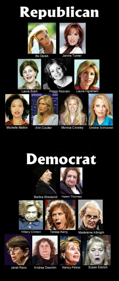The pictures speak for themselves, a funny look at both parties.