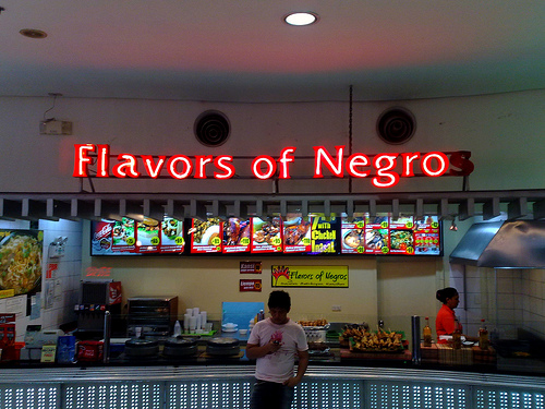 Because neon lights just makes everything more fun and less racist.