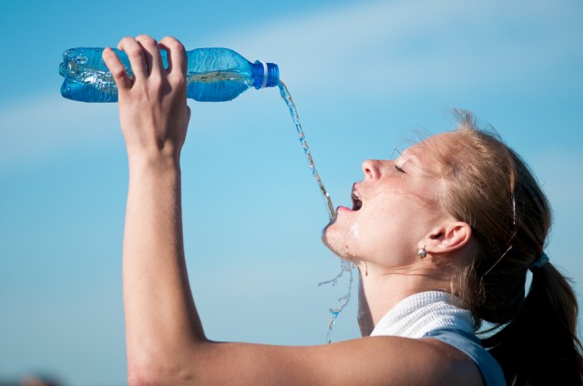 women struggling to drink water