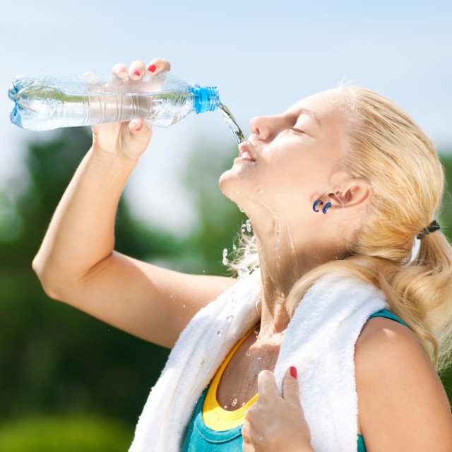 women struggling to drink water