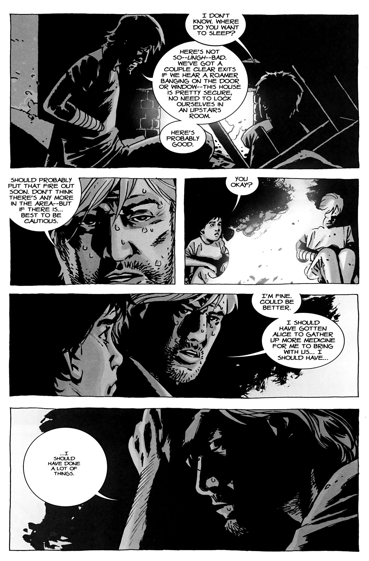 rick grimes comics quotes - I Don'T Know. Where Do You Want To Sleep? Here'S Not 30UnghBad. We'Ve Got A Couple Clear Exits If We Hear A Roamer Banging On The Door Or WindowThis House 13 Pretty Secure, No Need To Lock Ourselves In An Upstairs Room Here'S P