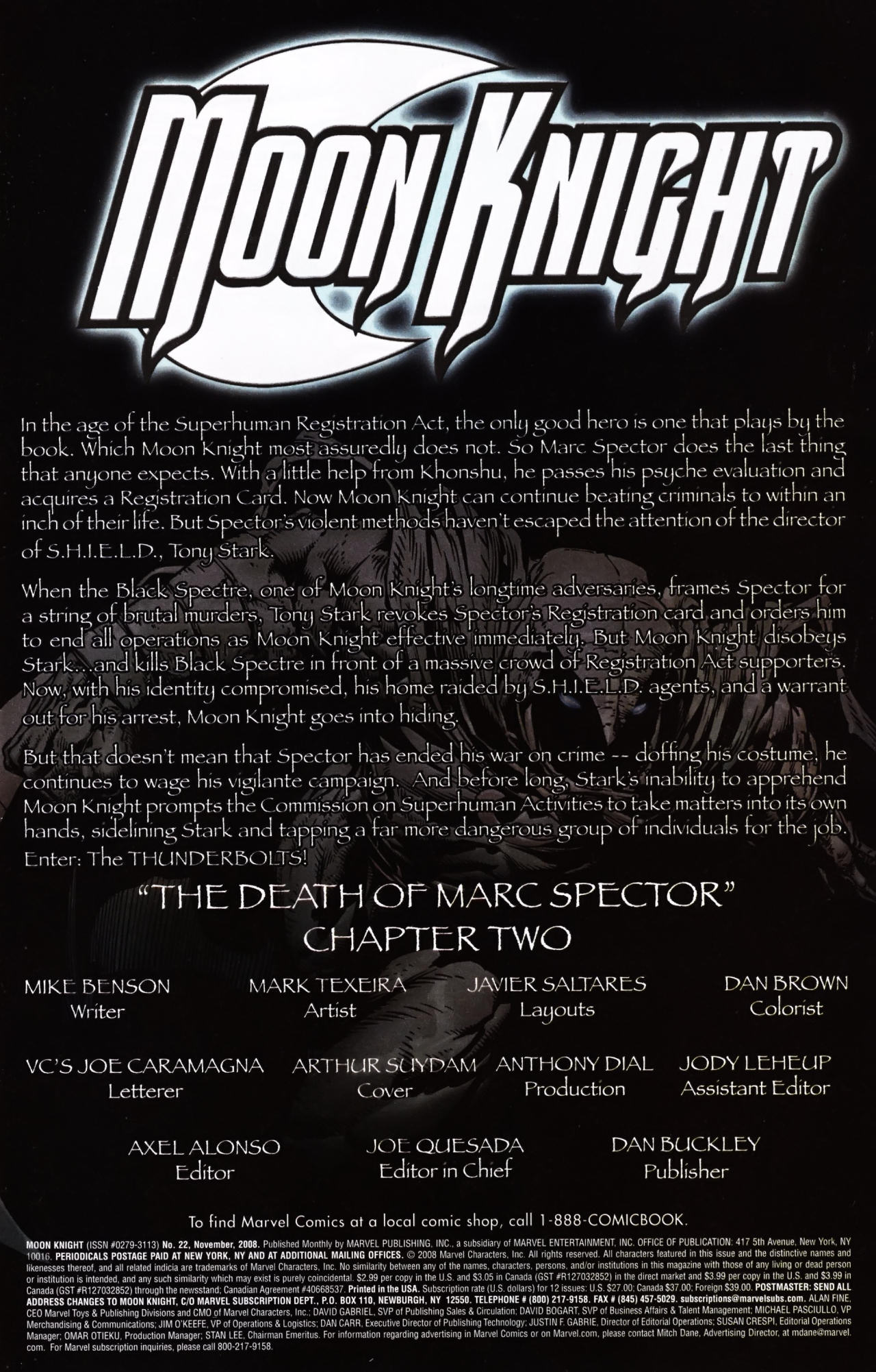 Moon Knight #22 - The Death of Marc Spector, Part 2
