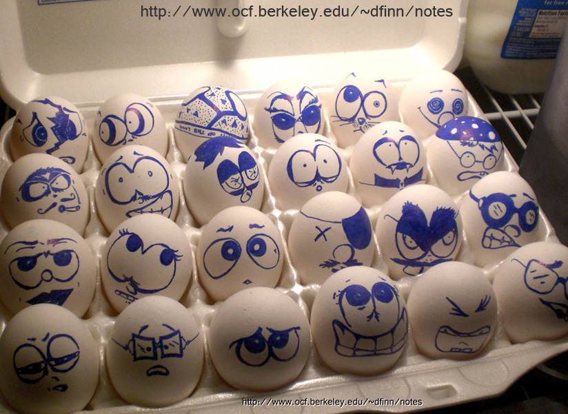 Funny Faces drawn on eggs