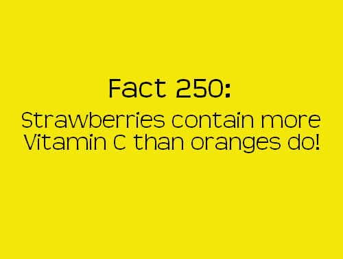 happiness - Fact 250 Strawberries contain more Vitamin C than oranges do!