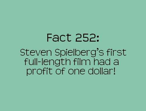 grass - Fact 252 Steven Spielberg's first fulllength film had a profit of one dollar!