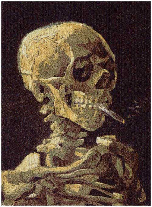 skull made from cigarette packs