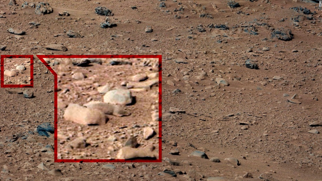 Some are seeing a crouching squirrel in this photo. NASA has said that if there was any life on Mars, it probably never came close to rodent sized. 