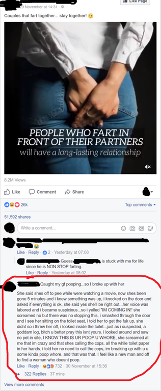 website - Page November at Couples that fart together... stay together! People Who Fart In Front Of Their Partners will have a longlasting relationship 8.2M Views Comment De 26 Top 51,592 Write a comment 2. Yesterday at Guess since he is Non Stop farting.