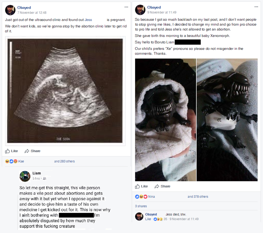 website - Obayed 9 No Obayed No Just got out of the ultrasound line and found out Joos pregnant We don't want kids, so we're gonna stop by the abortion clinic ler to get rid of So because I got so much backlash on my last post, and I don't want people to 
