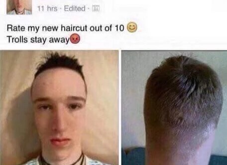 dank meme guy with no ears meme - 11 hrs Edited Rate my new haircut out of 10 Trolls stay away