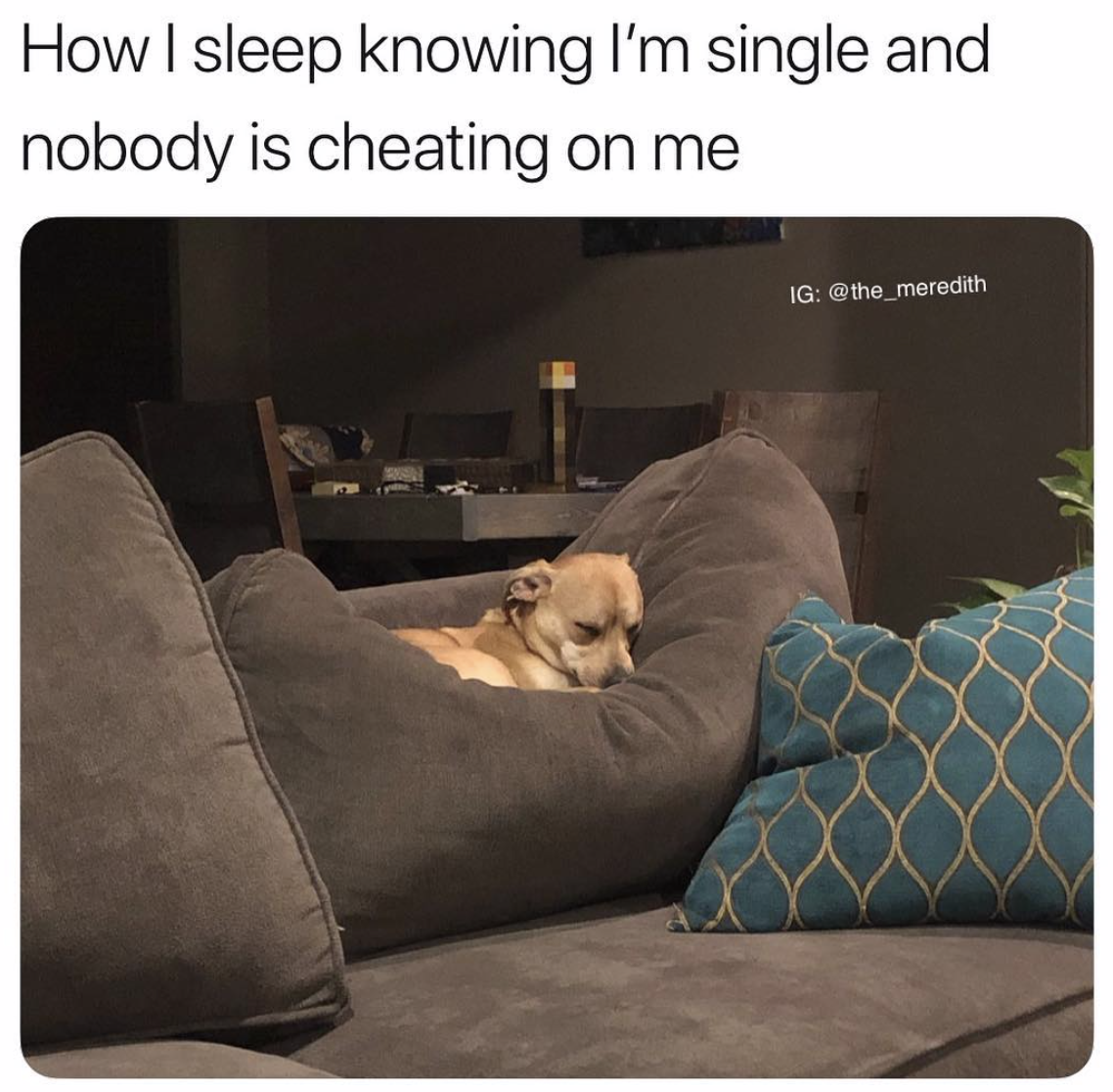 sleep knowing im single and nobody cheating - How I sleep knowing I'm single and nobody is cheating on me Ig . meredith
