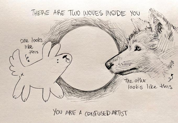 dog - There Are Two Woves Inside You One looks this M ethis I ha the other looks this You Are A Confused Artist