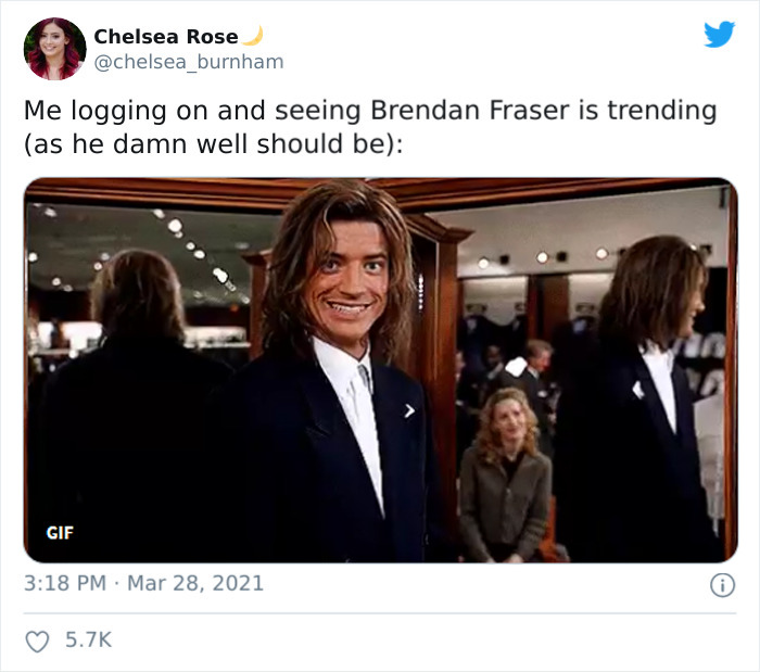 brendan fraser in george of the jungle - Chelsea Rose Me logging on and seeing Brendan Fraser is trending as he damn well should be eneo Gif