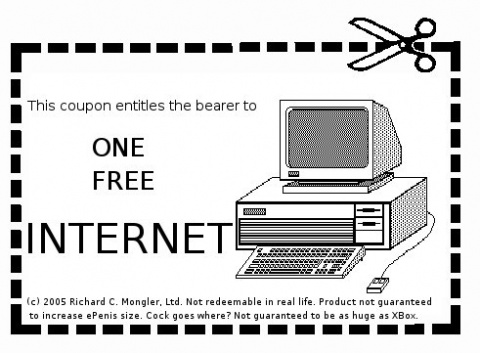 a coupon for one free Internet.
