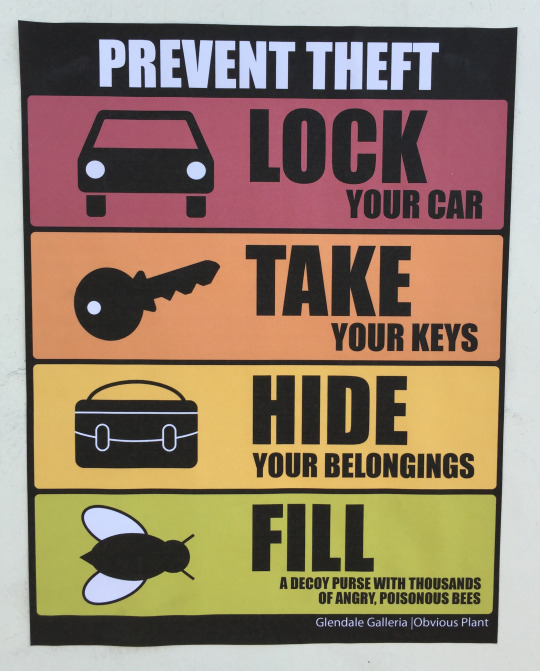 obvious plant - Prevent Theft . Lock Take Your Car Your Keys Hide Your Belongings Filt A Decoy Purse With Thousands Of Angry, Poisonous Bees Glendale Galleria Obvious Plant