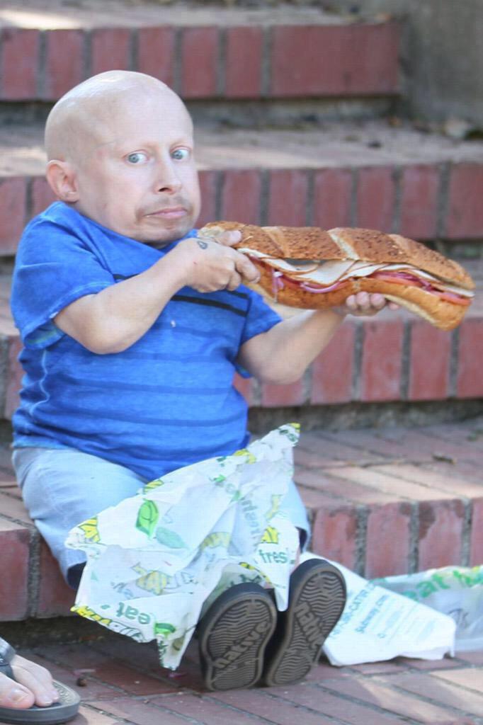 verne troyer eating a subway