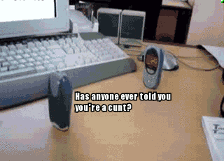 cell phone fight gif - Has anyone ever told you you're acunt?