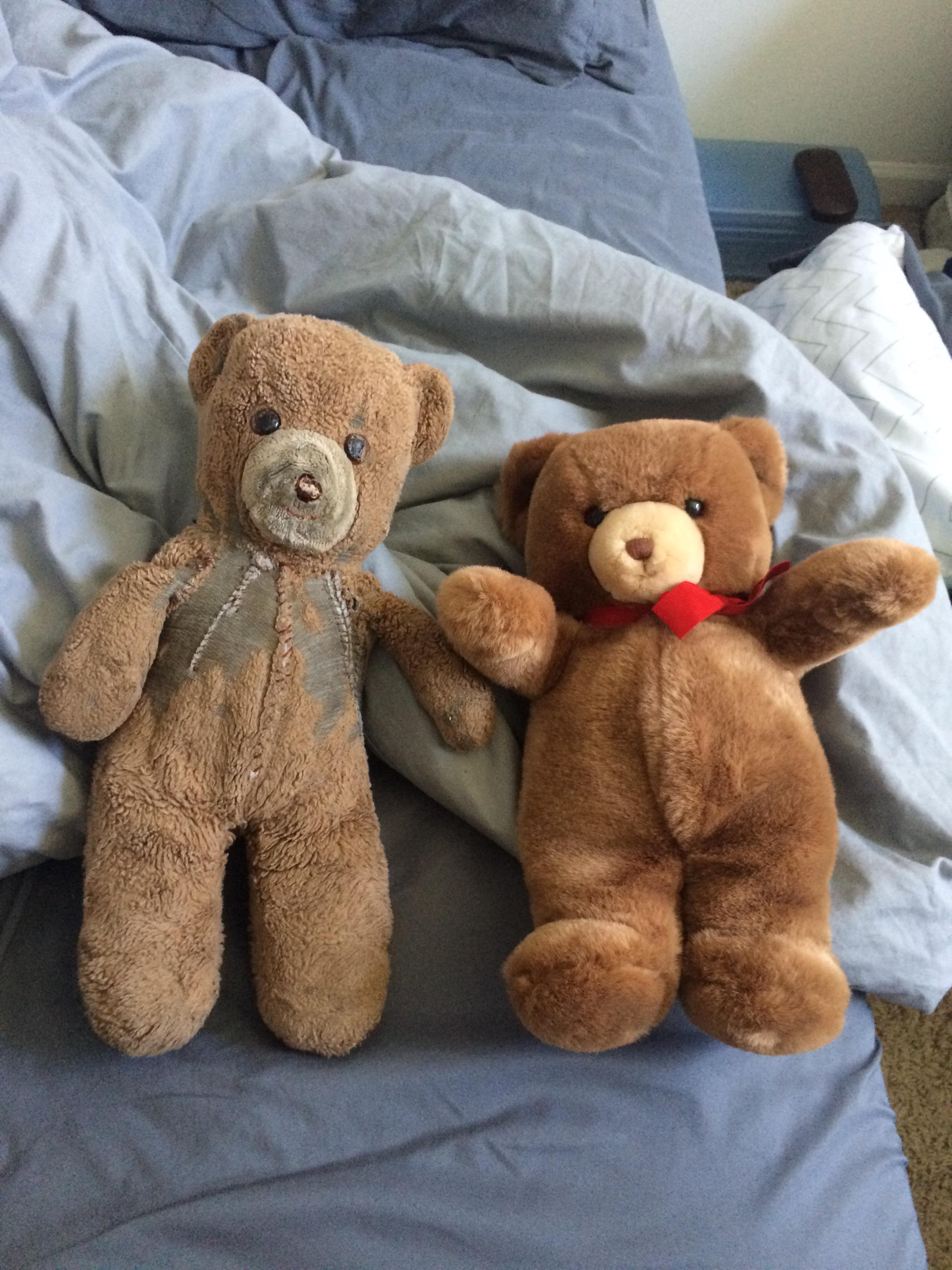 Same bear, one stored for 30 years, the other loved for 30 years