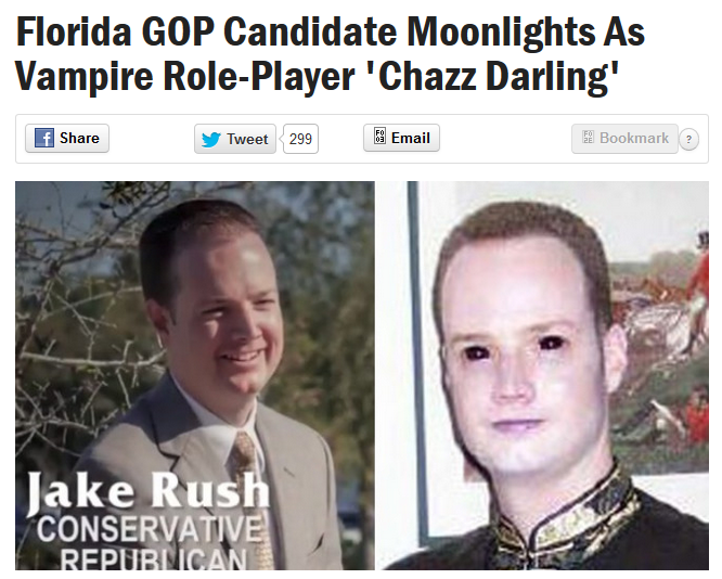 random pic vampire cringe - Florida Gop Candidate Moonlights As Vampire RolePlayer 'Chazz Darling' y Tweet 299 Email Bookmark ? Jake Rush Conservative Repubnican