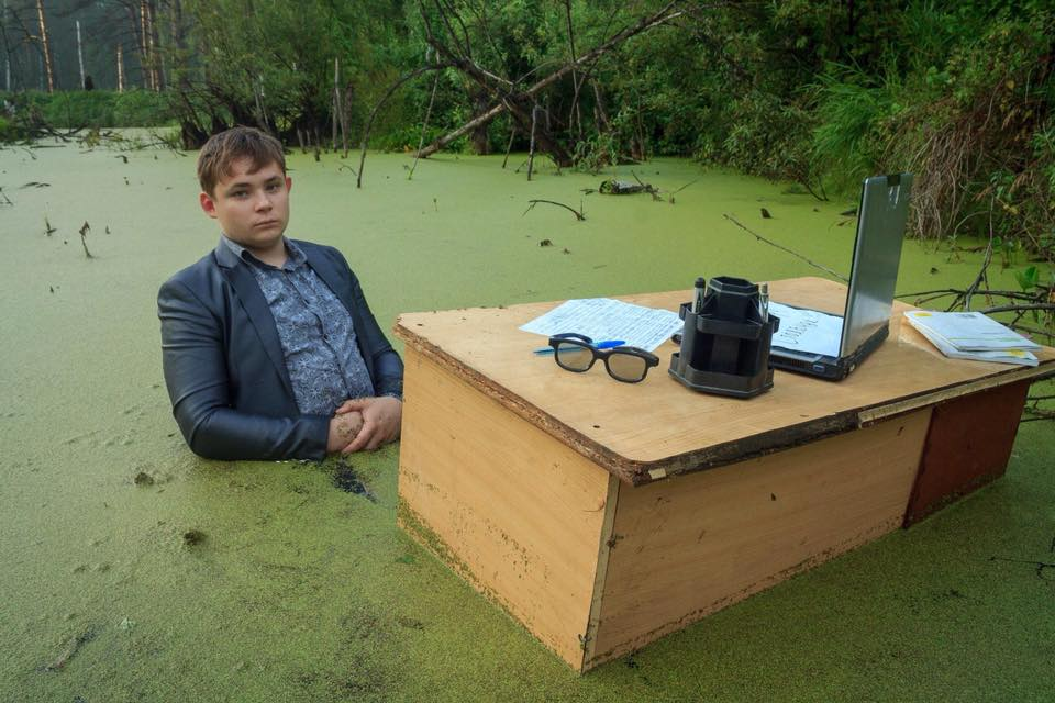 russian kid in swamp