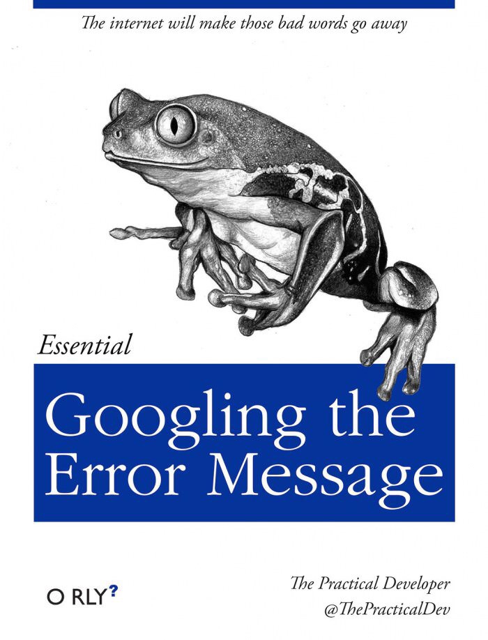 o reilly googling the error message - The internet will make those bad words go away Essential Googling the Error Message O Rly? The Practical Developer Practical Dev