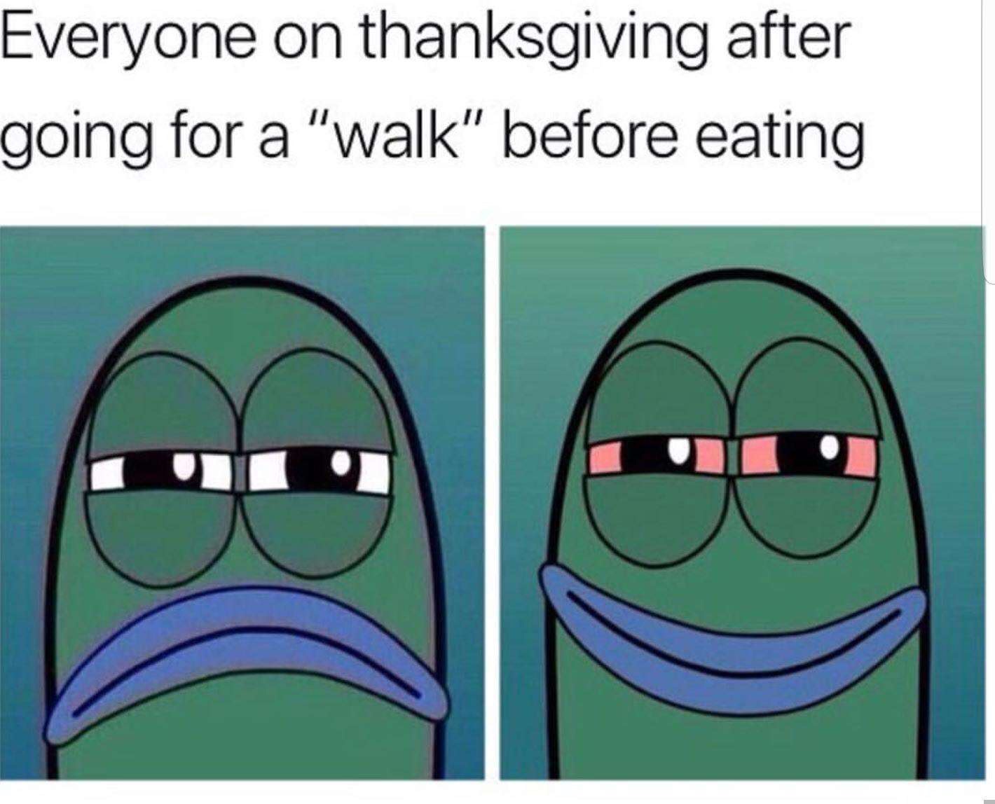 Everyone on thanksgiving after going for a "walk" before eating