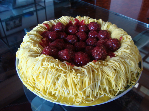 Spaghetti & Meatball Cake
