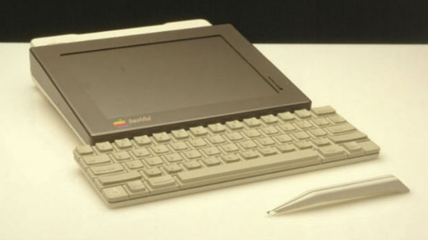 iPad Prototype, 1983. Complete with attachable keyboard, the tablet was named 'Bashful'  a reference to the Snow White industrial-design language Apple used between 1984 and 1990.