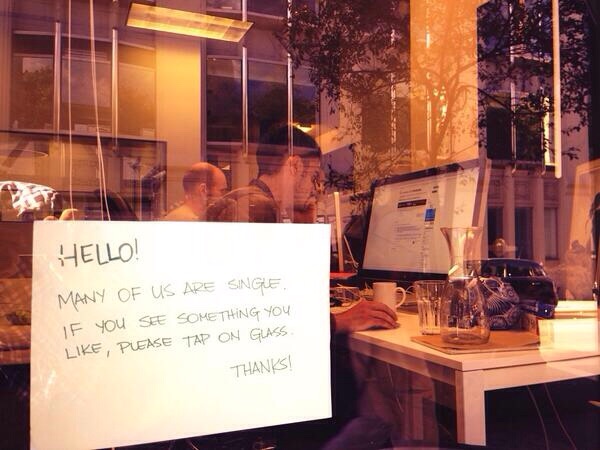 display window - Hello! Many Of Us Are Single, If You See Something You , Please Tap On Glass Thanks!