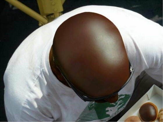 black bald head donut