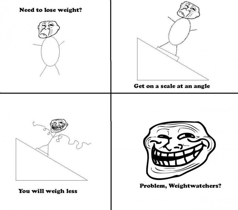 troll face - Need to lose weight? Get on a scale at an angle Problem, Weightwatchers? You will weigh less