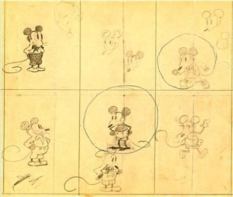 mickey mouse first drawing