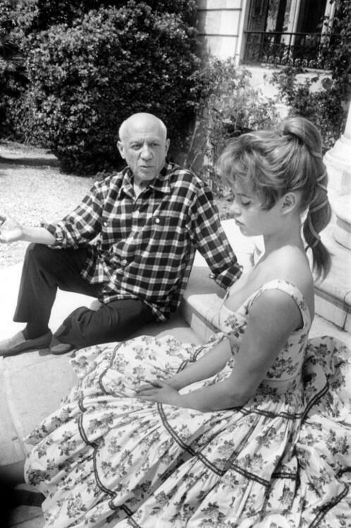Pablo Picasso with Brigitte Bardot in 1956.