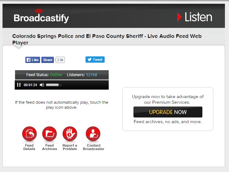Listen to the police chatter as they deal with a shooter in Colorado near a planned parenthood facility.

Click <a href="http://www.broadcastify.com/listen/feed/54/web">HERE</a> to listen.