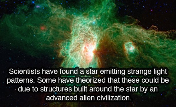 universe - Scientists have found a star emitting strange light patterns. Some have theorized that these could be due to structures built around the star by an advanced alien civilization.