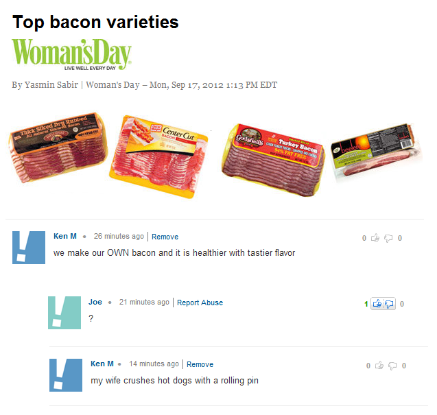 ken m we make our own - Top bacon varieties | WomansDay Live Well Every Day By Yasmin Sabir | Woman's Day Mon, Edt Sliced Dry Run Center Cur s urkey Bacon 0 0 Ken M. 26 minutes ago Remove we make our Own bacon and it is healthier with tastier flavor Joe 2