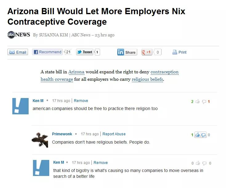ken m chick fil - Arizona Bill Would Let More Employers Nix Contraceptive Coverage abc News By Susanna Kim | Abc News 23 hrs ago Email Recommend 21 Tweet 1 in 1 0 Print A state bill in Arizona would expand the right to deny contraception health coverage f